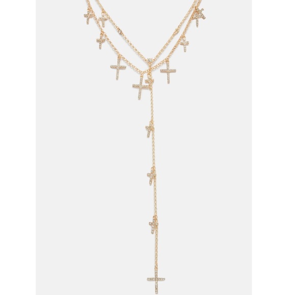 •Don’t Cross Me• Gold Lariat Style Double Necklace - Picture 2 of 3